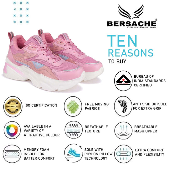 Besache Sneaker, Loafers ,Casual With Extra Comfort Sneakers For Women (Pink-9128)