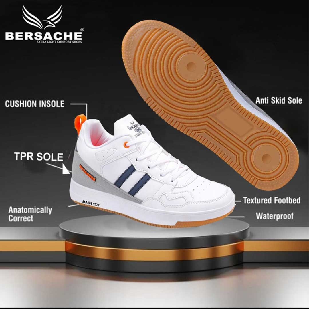 Bersache Lightweight Sports Running Shoes For Men White-9057