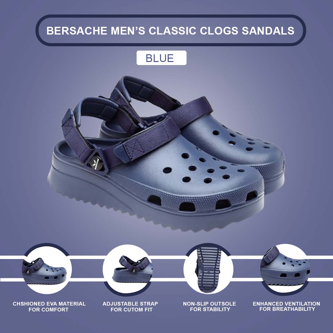 Bersache Extra Soft Classic Casual with  Regular wear with Ultra Soft & Flexibility Technology Clog's for Men's & Boy's (6138-Blue)