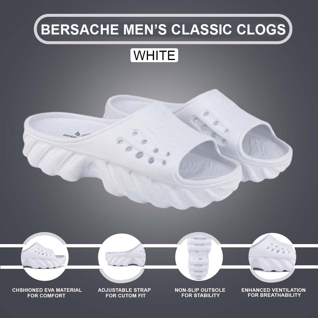 Bersache Extra Soft Classic Casual with  Regular wear with Ultra Soft & Flexibility Technology Clogs for Men's & Boy's 6173-White