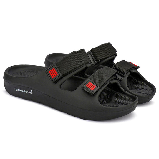 Bersache Extra Soft Classic Casual with  Regular wear with Ultra Soft & Flexibility Technology Sandal For Men's & Boy's-(Black-6266)