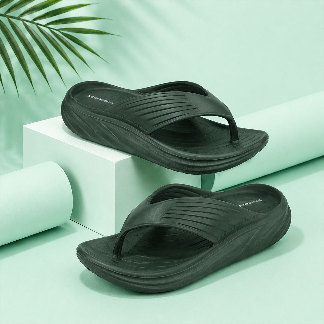 Doctor Bersache Newly Launched Orthopedic Comfort Slipper & Flip-flop for Men | Diabetic Friendly | Extra Cushioning | Arch Support | Pain | Green-DS109.