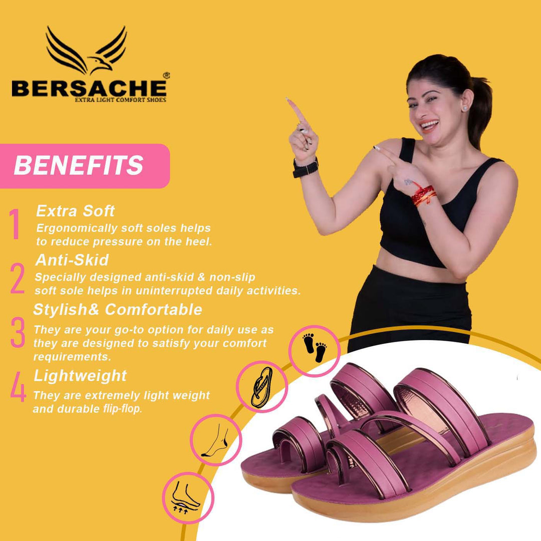 Bersache Extra Soft Classic Casual with  Regular wear with Ultra Soft & Flexibility Technology Flip Flop For Women's/Girl's-(6162-Pink)