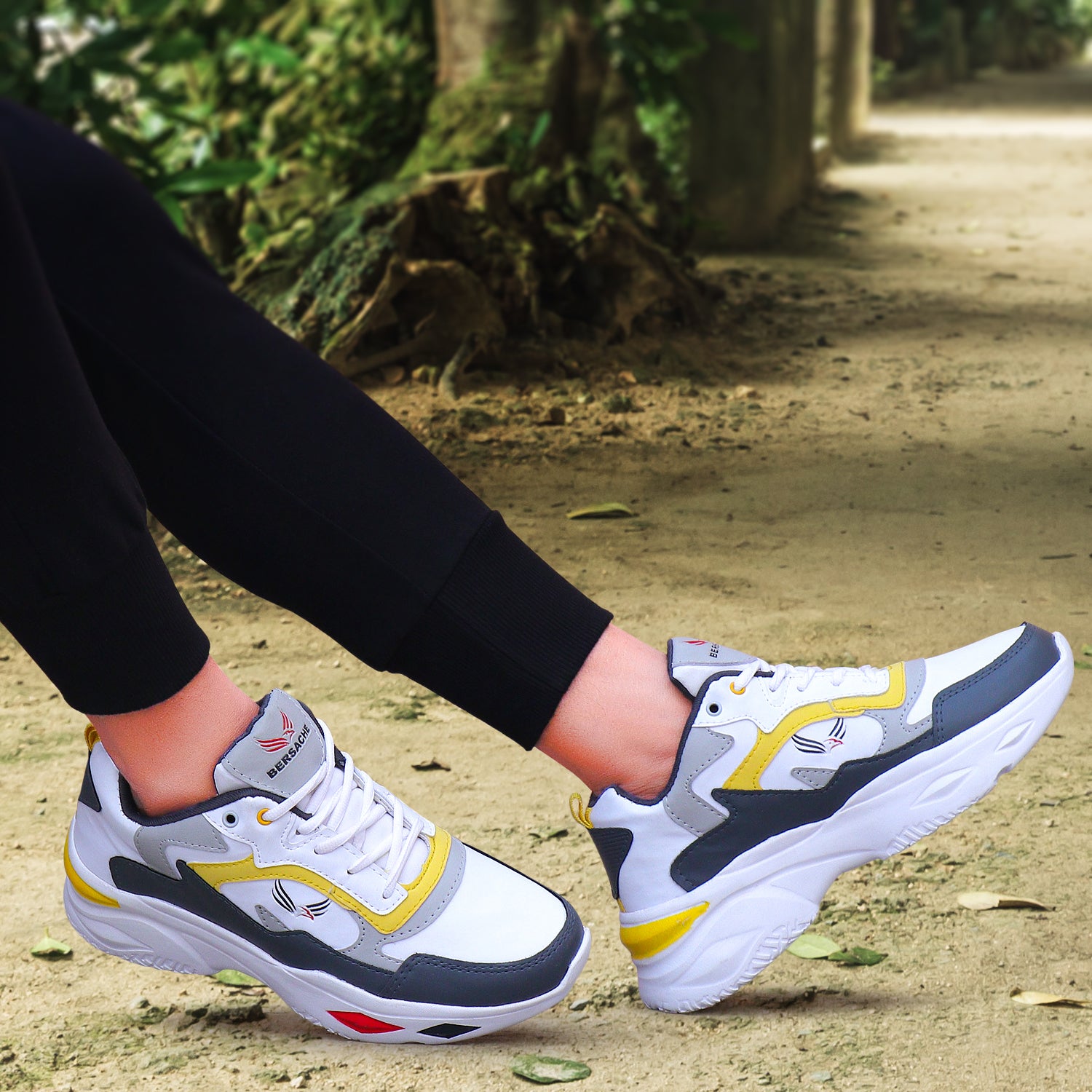 Bersache Lightweight Casual Sneaker Shoes For Men Yellow-9011