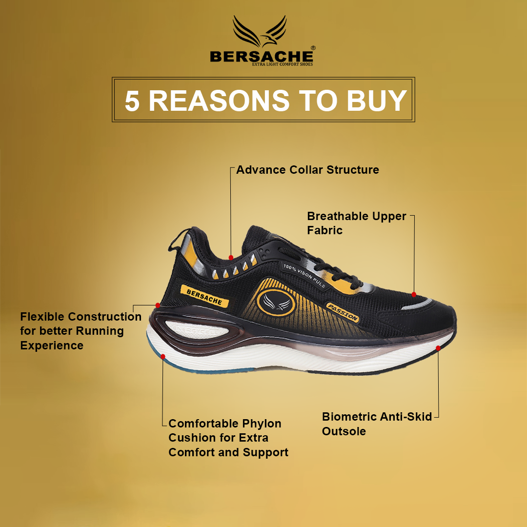 Bersache Sneaker, Loafers ,Casual With Extra Comfort Sneakers For Mens  (9199-Black).
