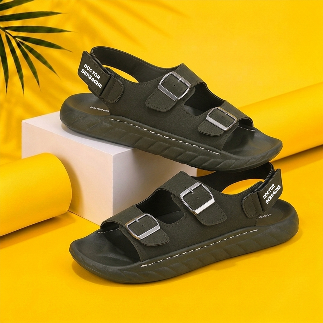 Doctor Bersache Newly Launched Orthopedic Comfort Sandal for Men | Diabetic Friendly | Extra Cushioning | Arch Support | Pain | Green-DB -134