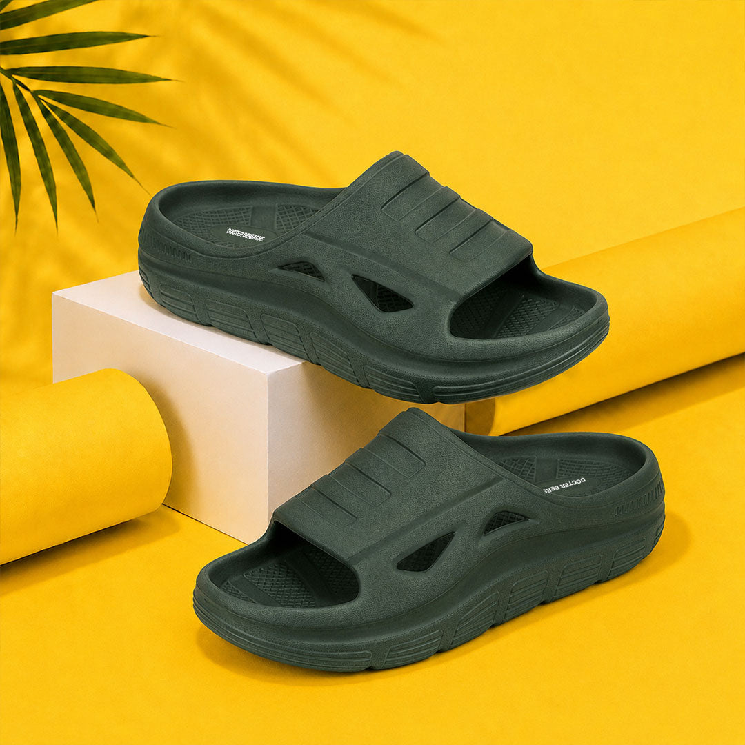 Doctor Bersache Newly Launched Orthopedic Comfort Slider for Men | Diabetic Friendly | Extra Cushioning | Arch Support | Pain |Green-DS107.
