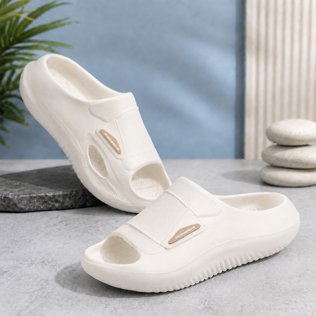 Doctor Bersache Newly Launched Orthopedic Comfort Slider for Men | Diabetic Friendly | Extra Cushioning | Arch Support | Pain | White DS105 .