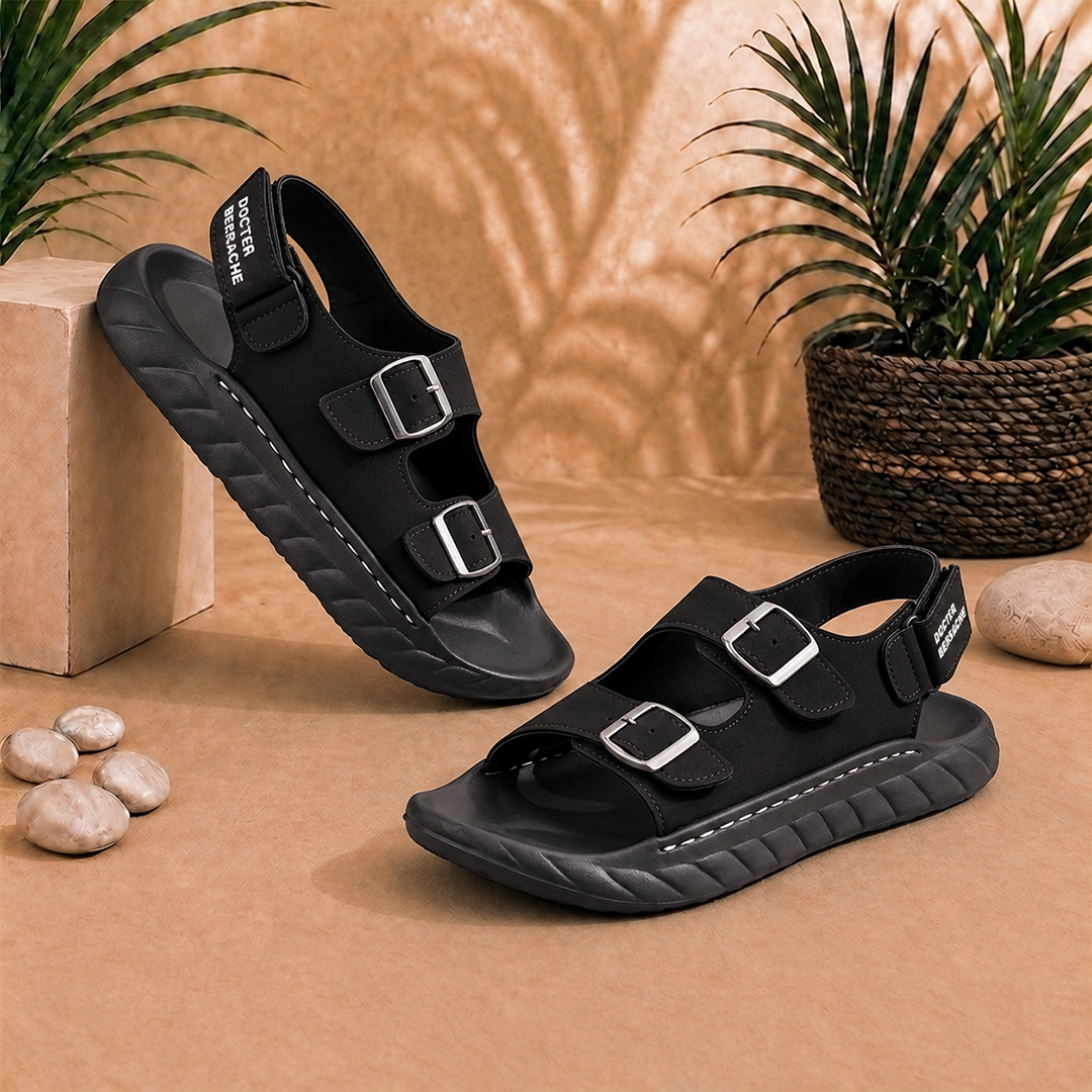Doctor Bersache Newly Launched Orthopedic Comfort slider for Men | Diabetic Friendly | Extra Cushioning | Arch Support | Pain | Black-DS136
