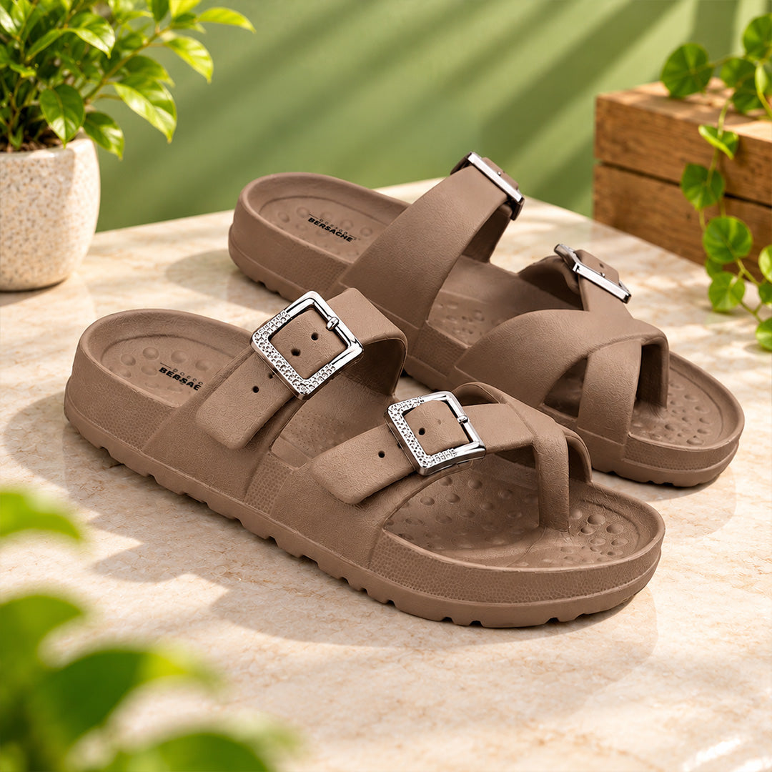 Doctor Bersache Newly Launched Orthopedic Comfort Slippers for Women | Diabetic Friendly | Extra Cushioning | Arch Support | Pain Relief Brown-DB -146