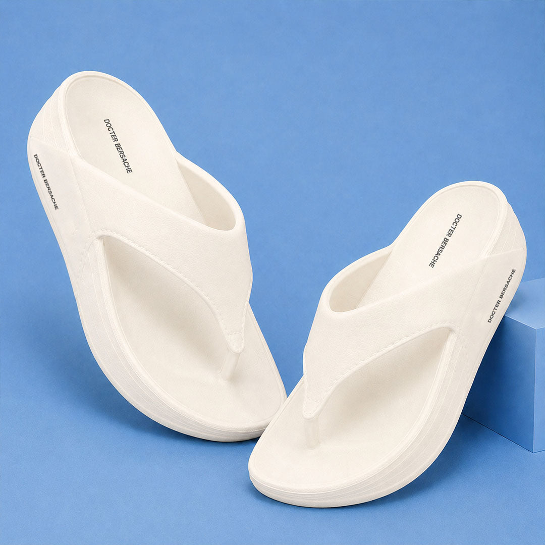 Doctor Bersache Newly Launched Orthopedic Comfort Slipper & Flip-flop for Men | Diabetic Friendly | Extra Cushioning | Arch Support | Pain White-DS112.