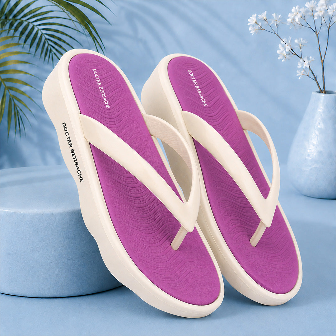 Doctor Bersache Newly Launched Orthopedic Comfort Slipper & Flip-Flop for Women | Diabetic Friendly | Extra Cushioning | Arch Support | Pain Purple -DS122 .