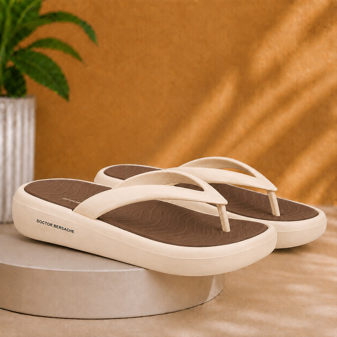 Doctor Bersache Newly Launched Orthopedic Comfort Slipper & Flip-Flop for Women | Diabetic Friendly | Extra Cushioning | Arch Support | Pain Beige -DS124.