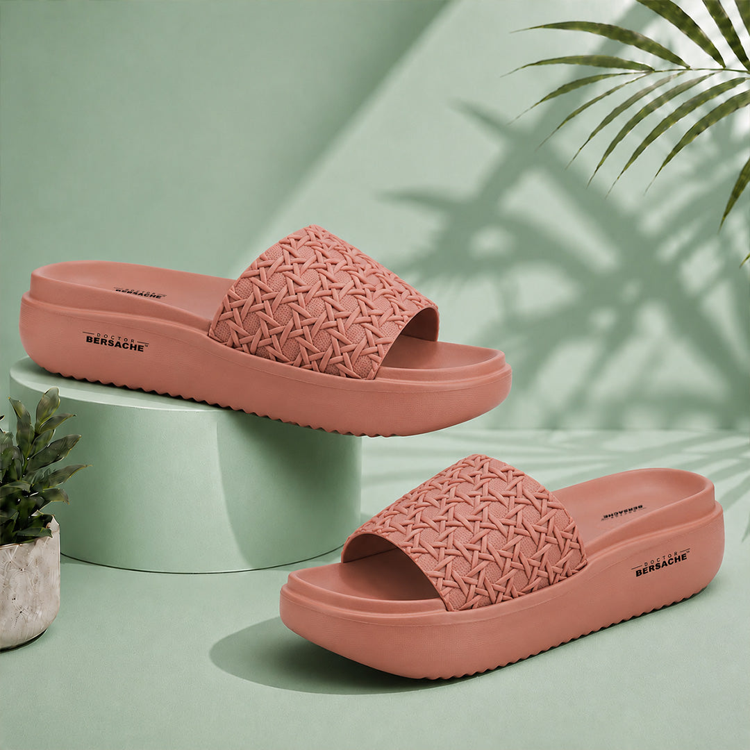 Doctor Bersache Newly Launched Orthopedic Comfort Slippers for Women | Diabetic Friendly | Extra Cushioning | Arch Support | Pain Relief Peach-DB -139