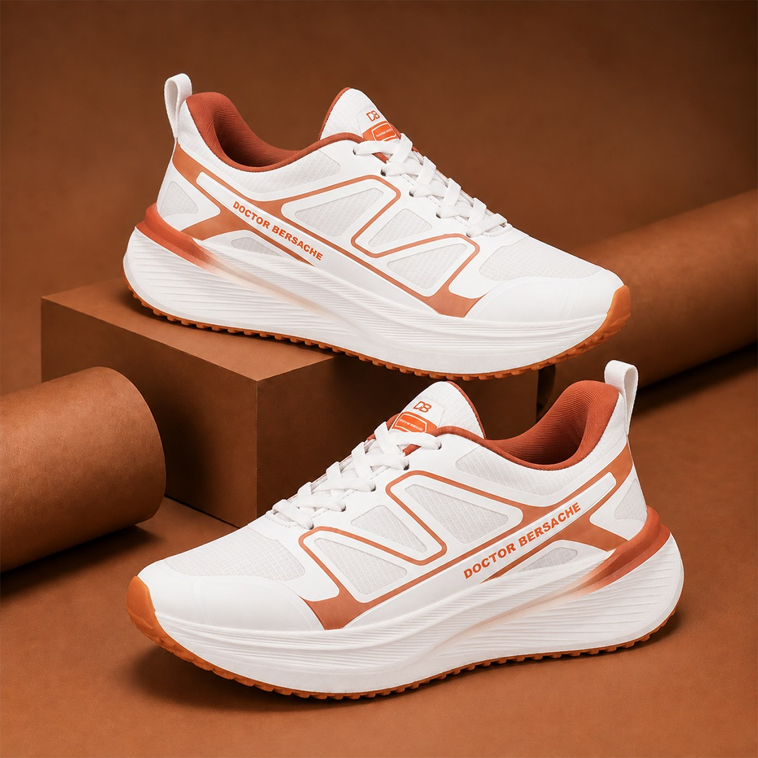 Doctor Bersache Newly Launched Orthopedic Comfort Sport Shoes for Men | Diabetic Friendly | Extra Cushioning | Arch Support | Pain | White-DS118