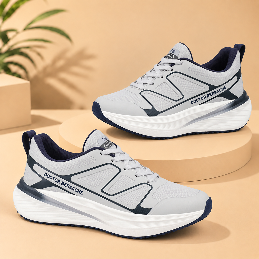 Doctor Bersache Newly Launched Orthopedic Comfort Sport Shoes for Men | Diabetic Friendly | Extra Cushioning | Arch Support | Pain | Grey-DS117