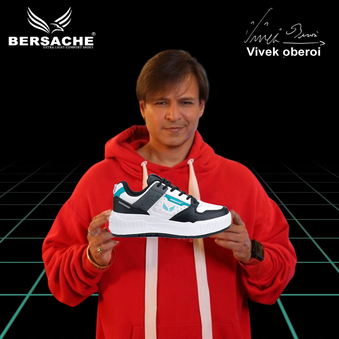 Bersache Lightweight Sports Running Shoes For Men Light ( Black& Blue-8051 )