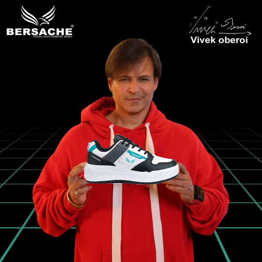 Bersache Lightweight Sports Running Shoes For Men Light ( Black& Blue-8051 )