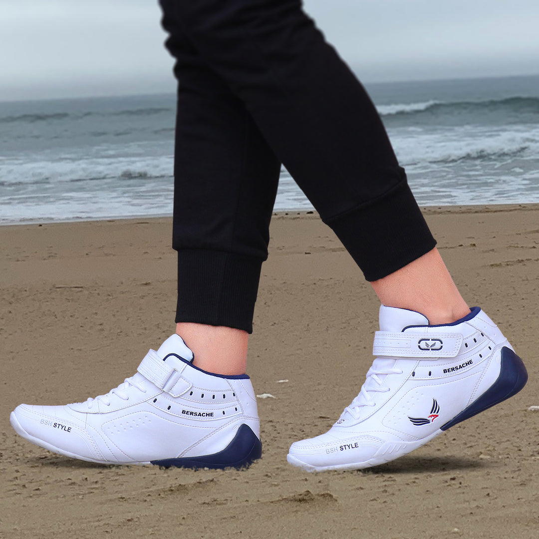 Bersache Lightweight Casual Sneaker Shoes For Men White-9018