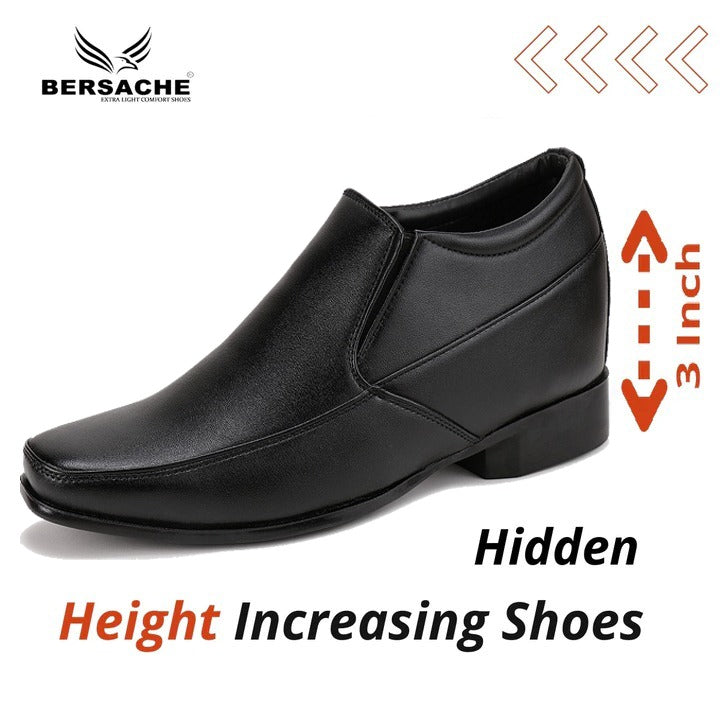 Bersache Men's Hidden Height Increasing 3" Elevator Formal Party Wear Black-9040
