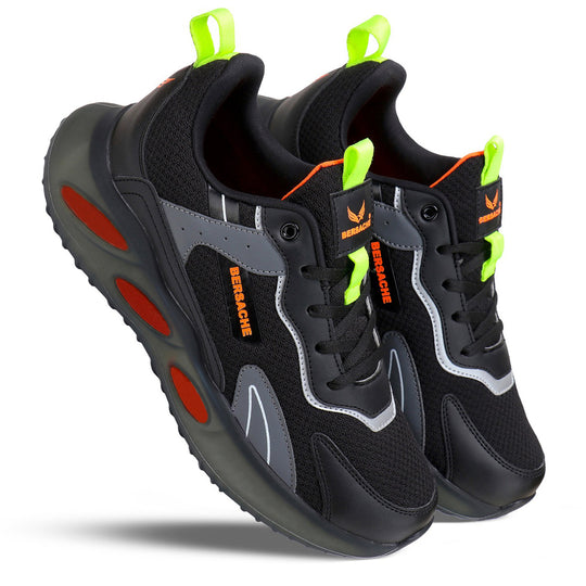 Bersache Lightweight Sports Running Shoes For Men Black-9051