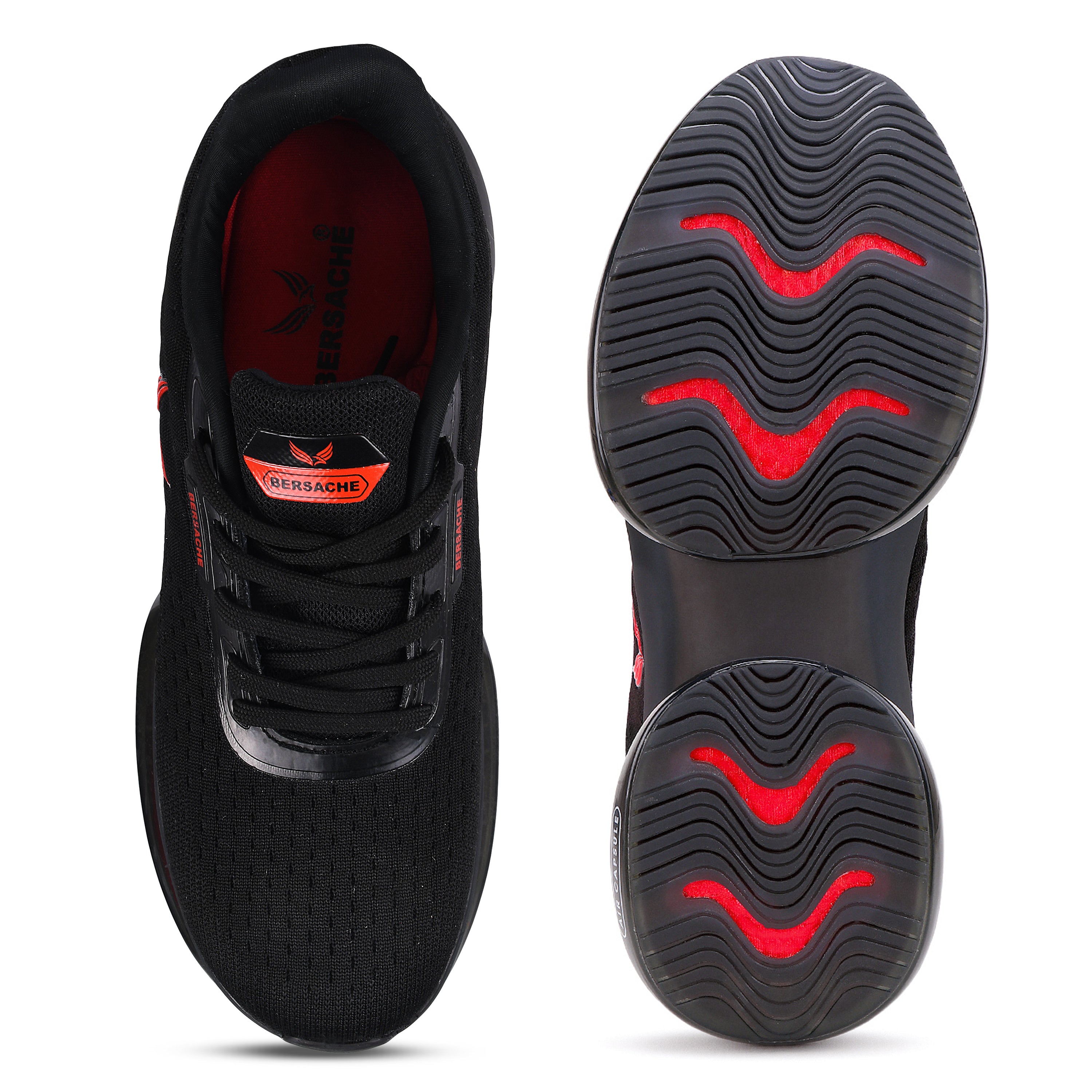 Bersache Lightweight Sports Running Shoes For Men Black-9038