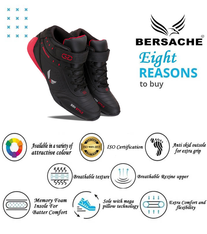Bersache Lightweight Casual Sneaker Shoes For Men Black-9020