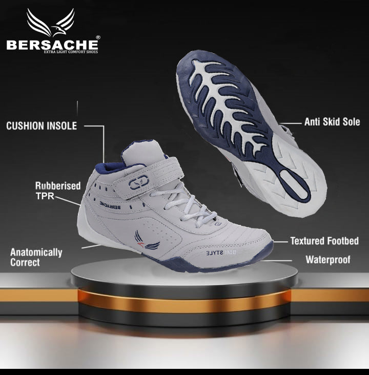 Bersache Lightweight Casual Sneaker Shoes For Men Grey-9021.