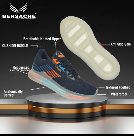 Bersache Lightweight Sports Running Shoes For Men Blue-9028