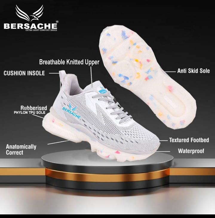 Bersache Lightweight Sports Running Shoes For Men White-9032