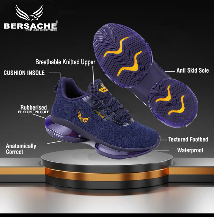 Bersache Lightweight Sports Running Shoes For Men Blue-9039