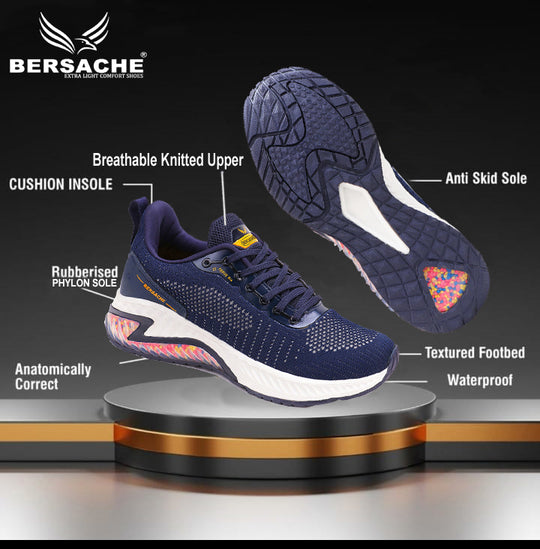 Bersache Lightweight Casual Sneaker Shoes For Men Blue-9042