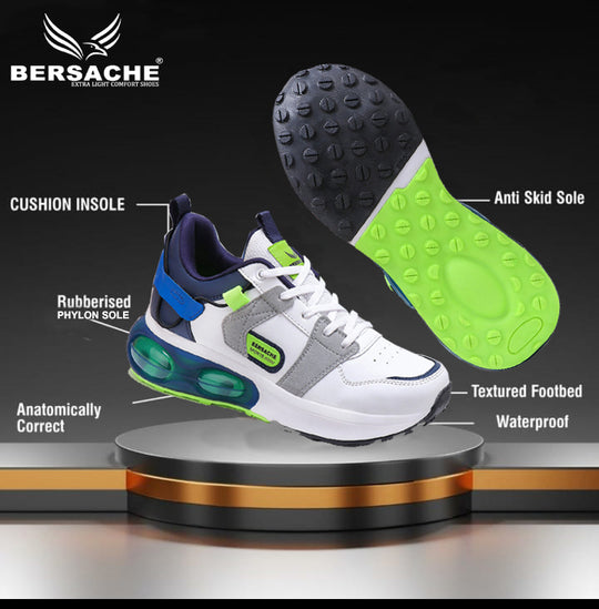 Bersache Lightweight Casual Sneaker Shoes For Men Blue-9044