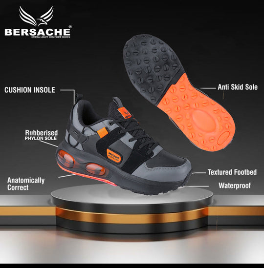 Bersache Casual Shoe With High Quality Sole (Black)    -   9046