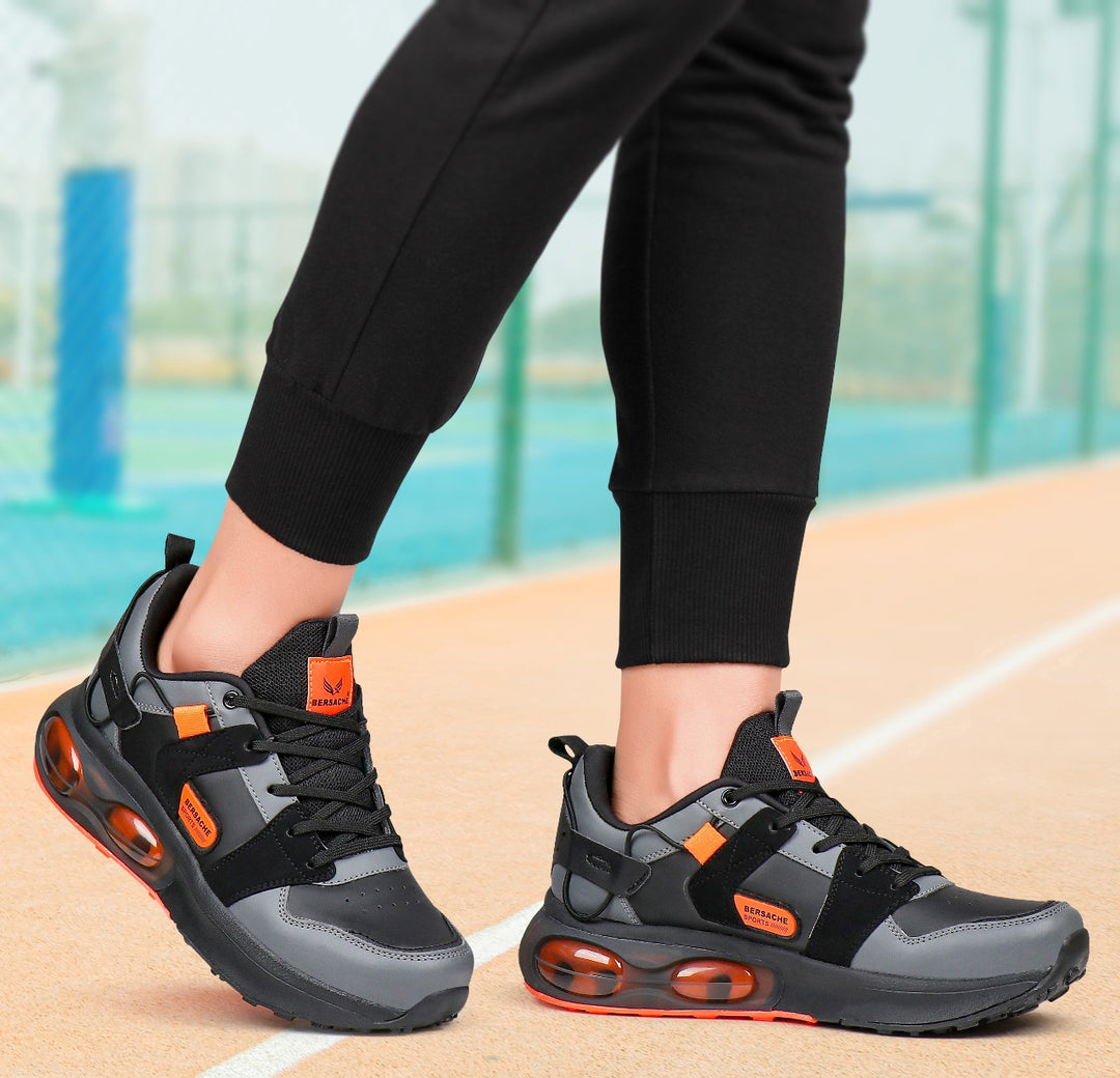 Bersache Lightweight Sports Running Shoes For Men Black-9046