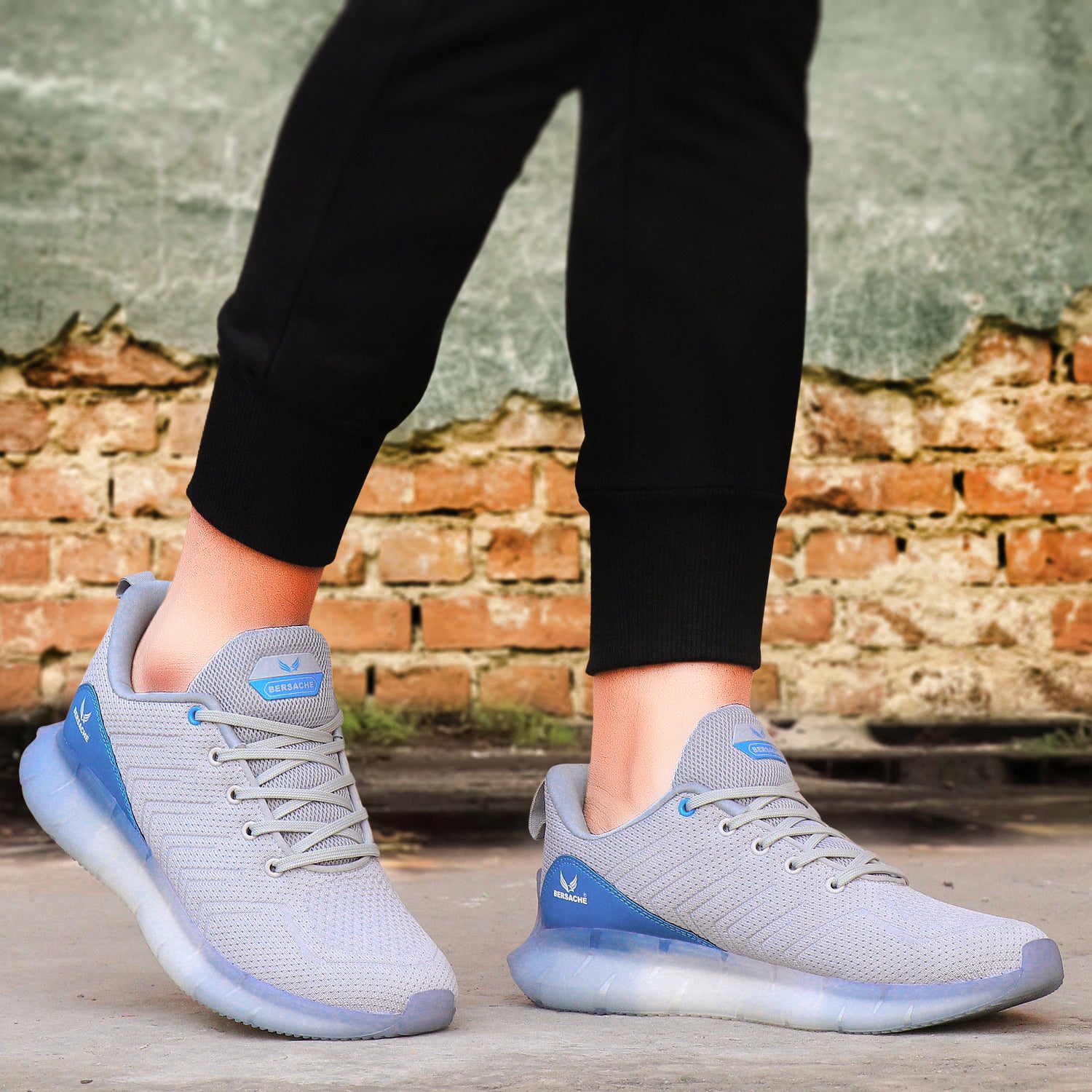 Bersache Lightweight Sports Running Shoes For Men Grey-9022